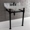 Kingston Brass KVPB30MSQ0 30-Inch Carrara Marble Console Sink, Marble White/Matte Black KVPB30MSQ0 - alternate 6